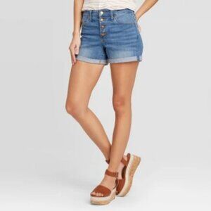 Denim Shorts, Cuffed, Button Fly, High Rise Midi, Universal Threads, Size 4